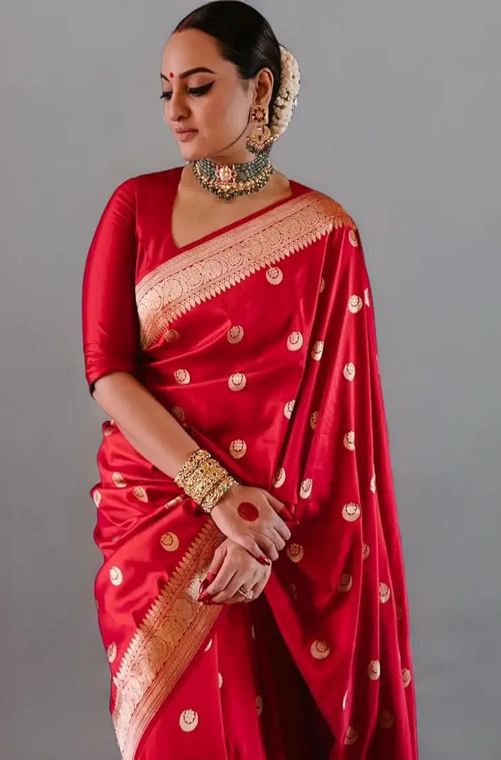 Sonakshi Sinha Inspired Wedding Wear Semi Kathan Soft Silk Saree