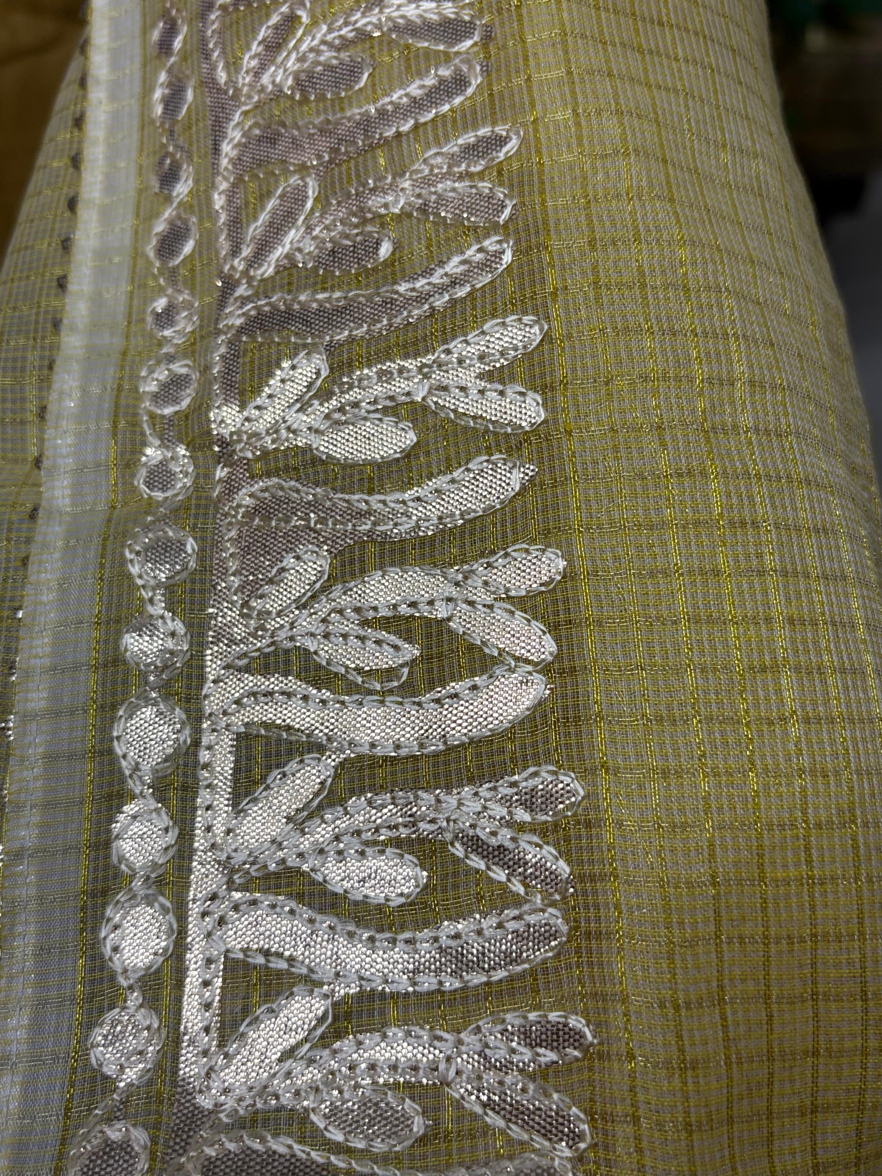 Yellow Kota Doria Heavy Gota Patti Work Dupatta