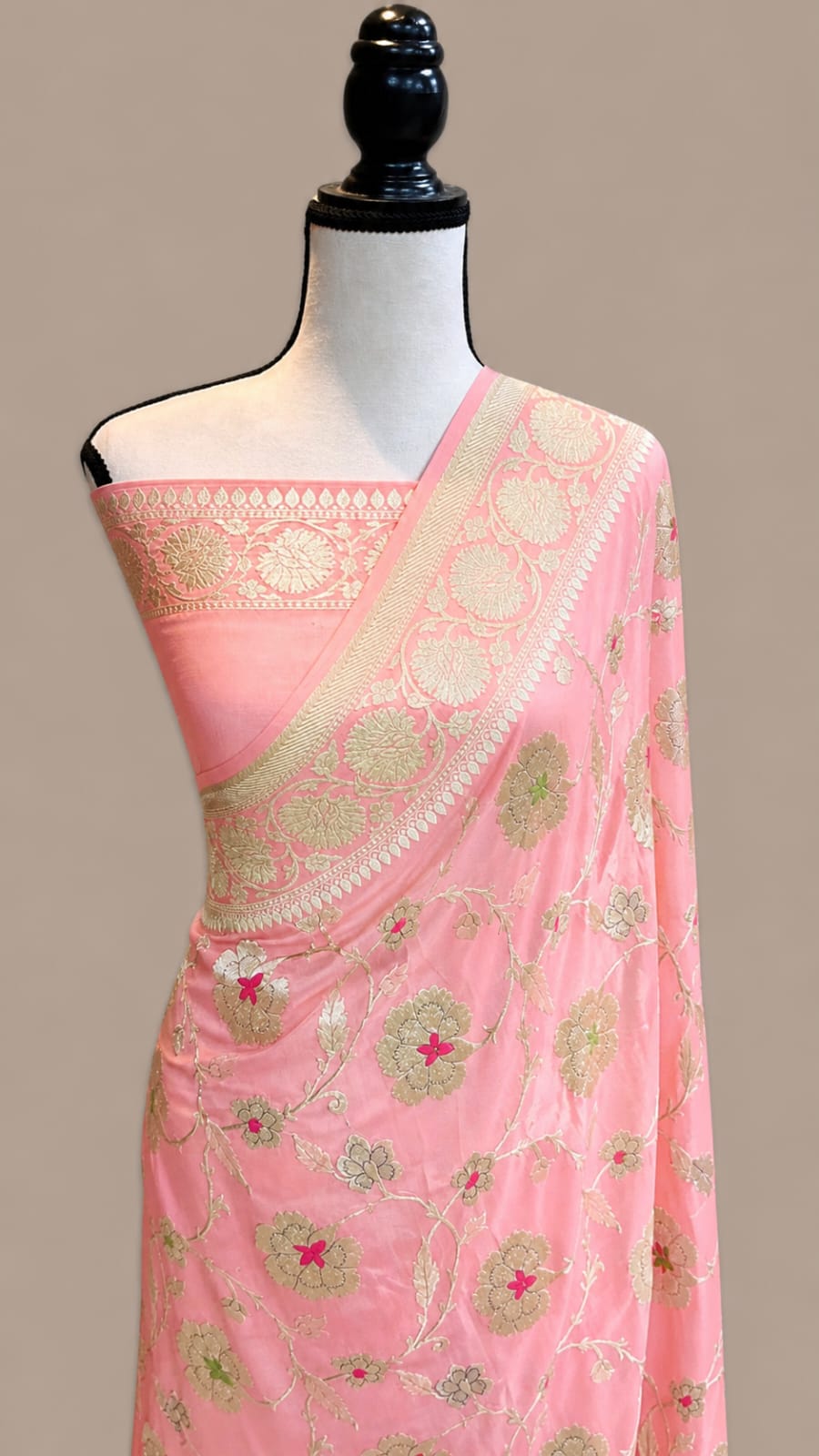 Pink Banarasi Handloom Semi Georgette Saree