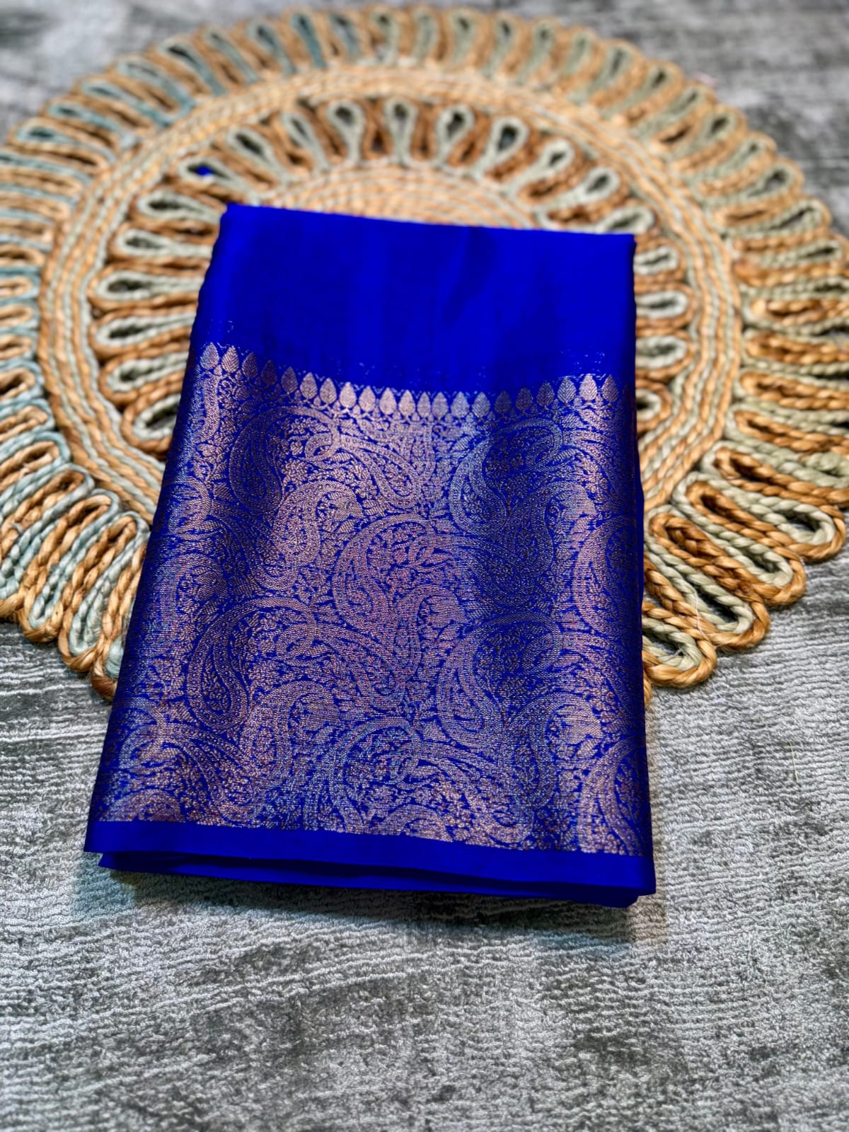 Blue Banarasi Handloom Zari Border Silk Saree