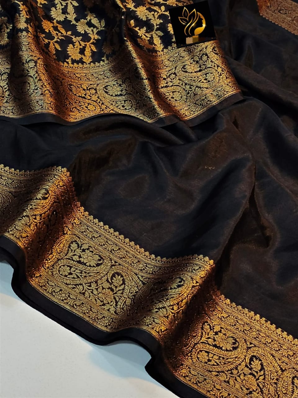 Gorgeous Black Banarasi Soft Silk Saree