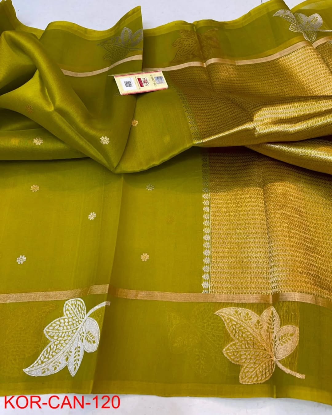 Green Elegant Banarasi Kora Silk Saree