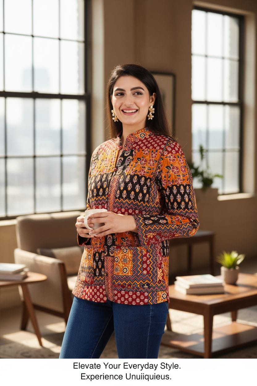 Beautiful Multi Colour Pure Cotton Quilted Reversible Print Jackets