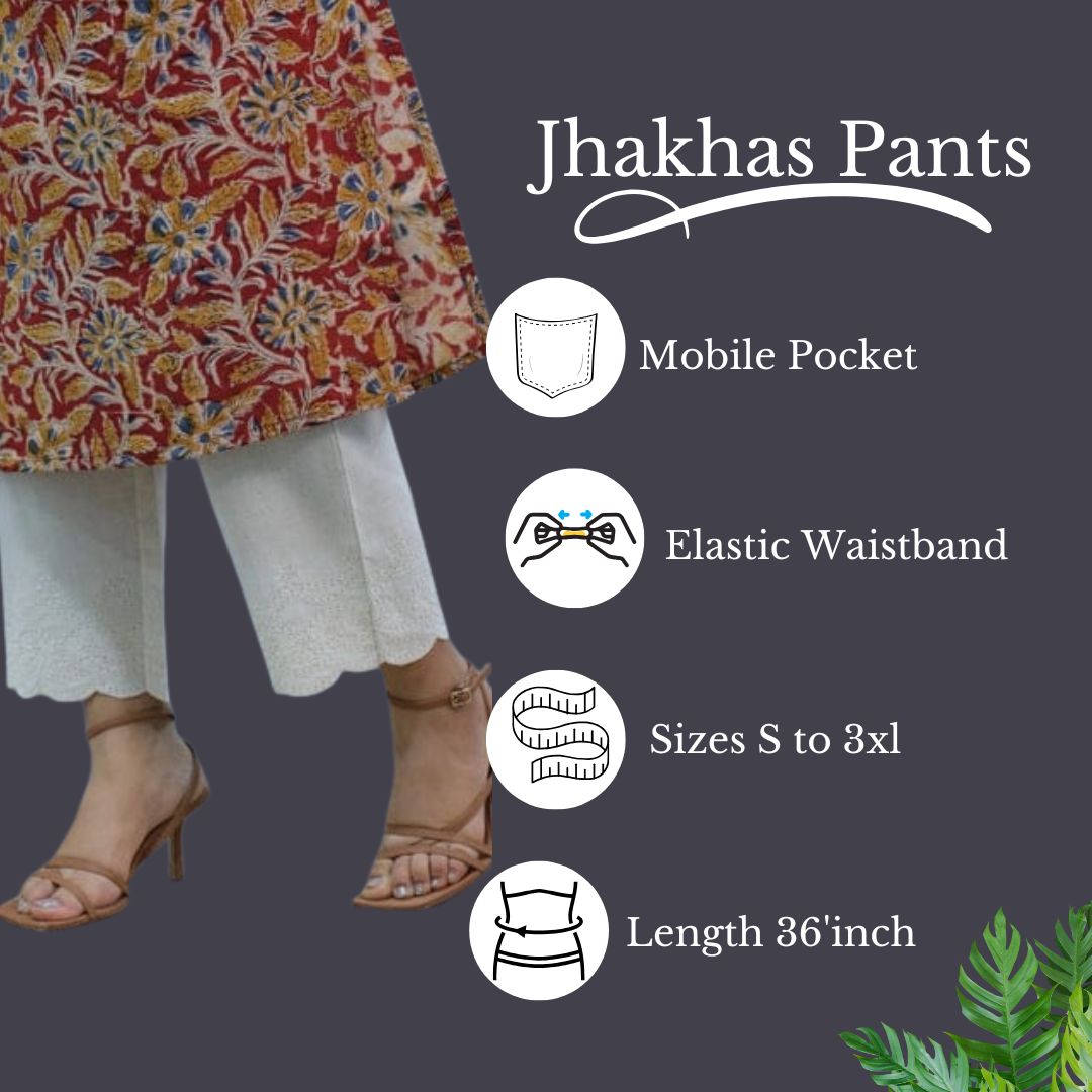 Amber Women Cream Straight Pant In Embriodery Work