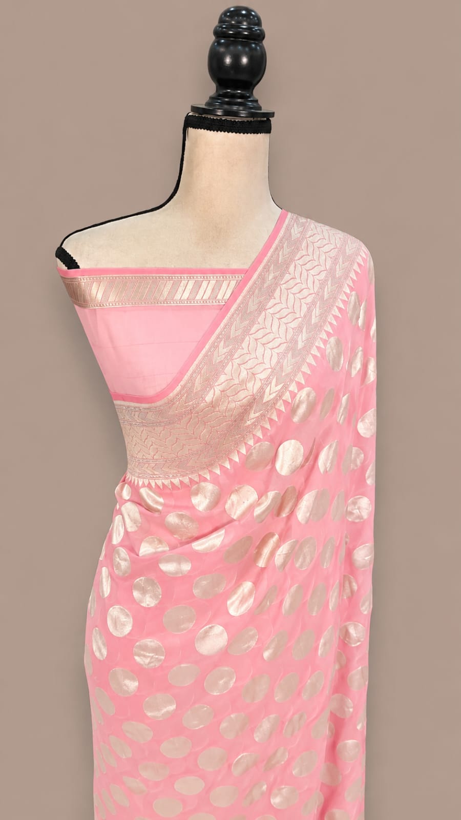 Pink Banarasi Handloom Semi Georgette Saree