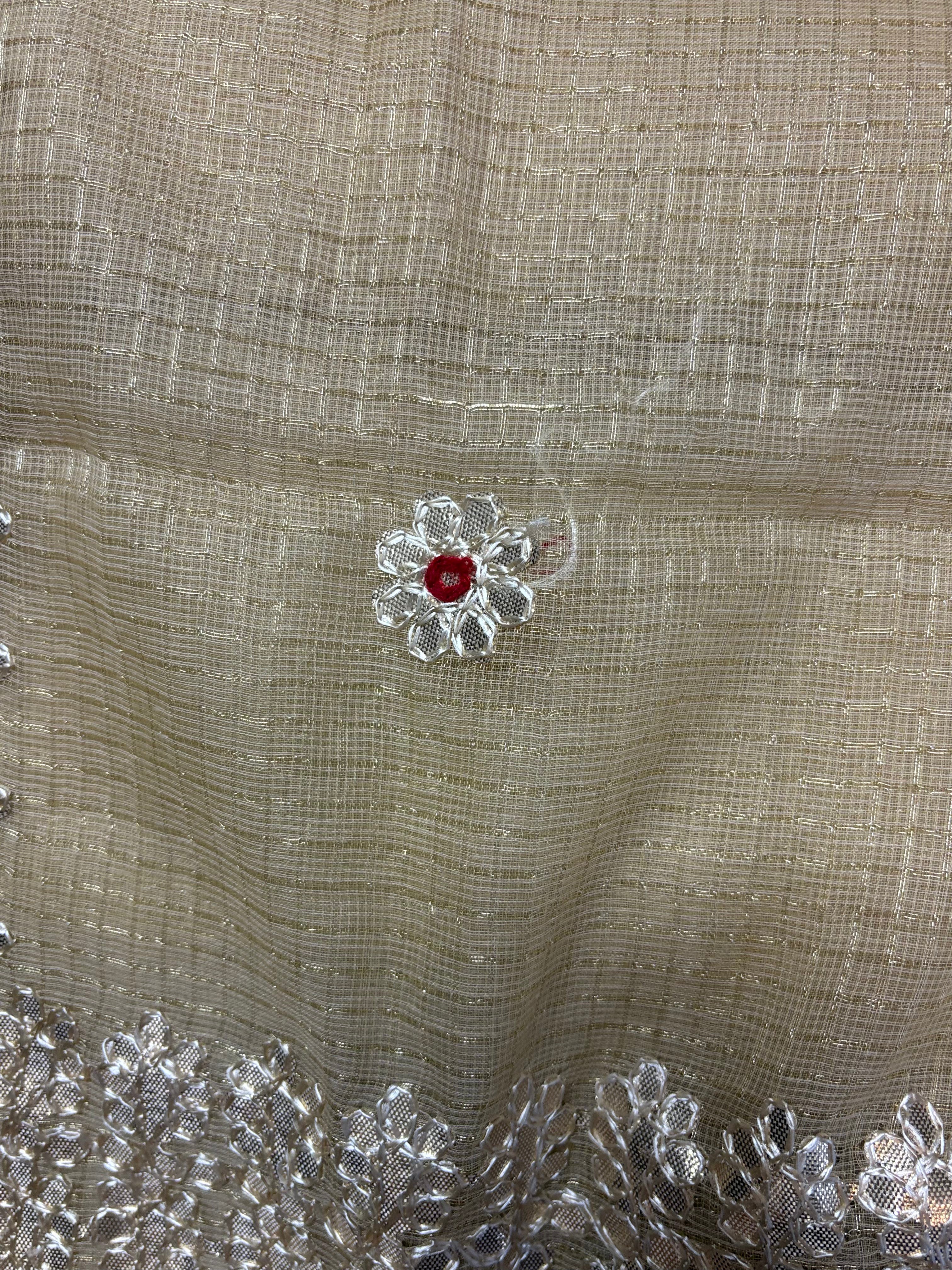 Brown Kota Doria Gota Patti Saree