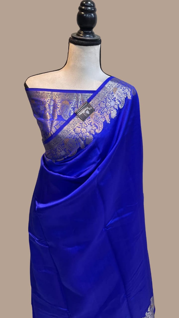 Royal Blue Banarasi Soft Silk Designer Saree