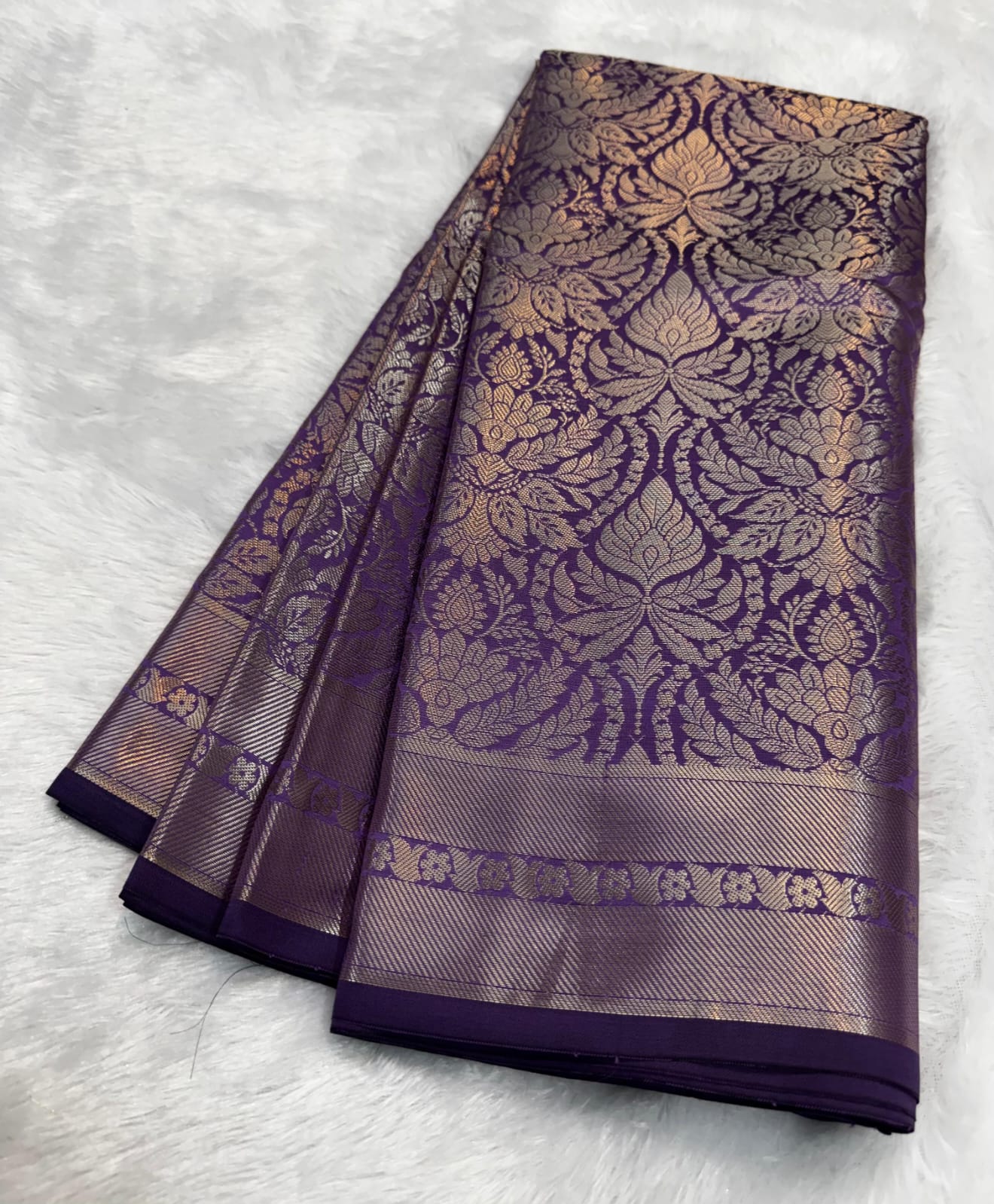 Banarasi Semi Mushroom Kathan Silk  Saree In Purple