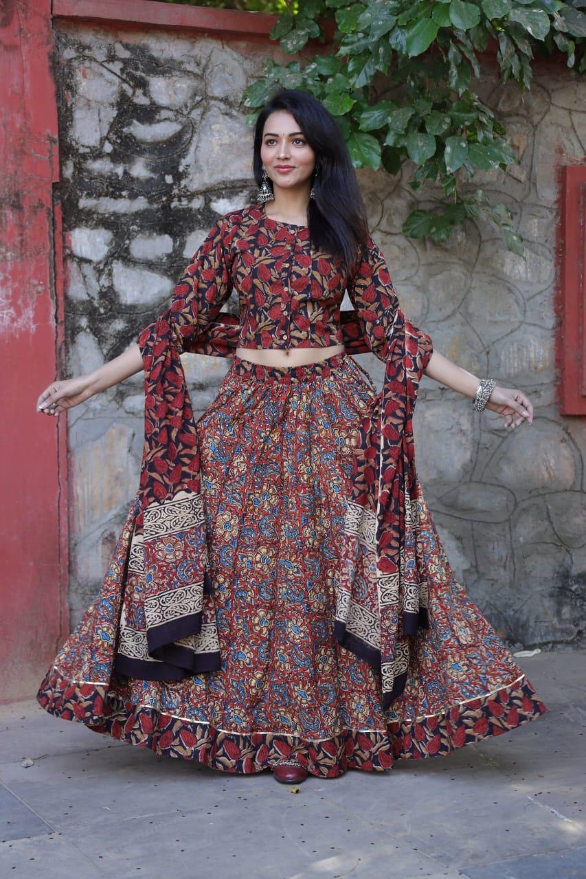 Maroon Colour Bagru Print Flora lehenga choli Set