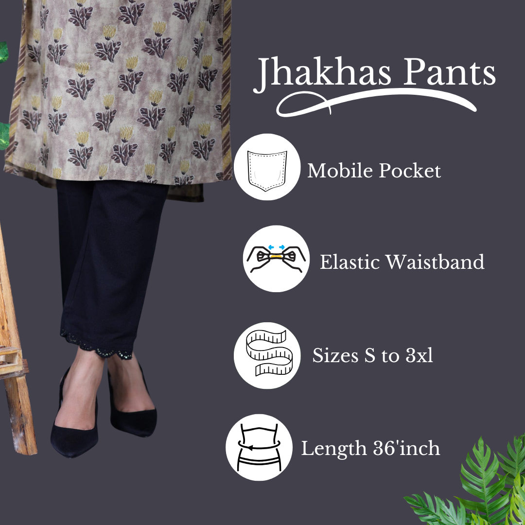 Inara Black Straight Pant In Cotton For Women