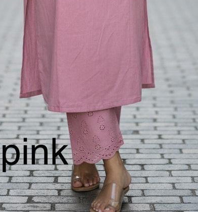 Mauve Pink Coord Set With Chikankari Cutwork Cotton