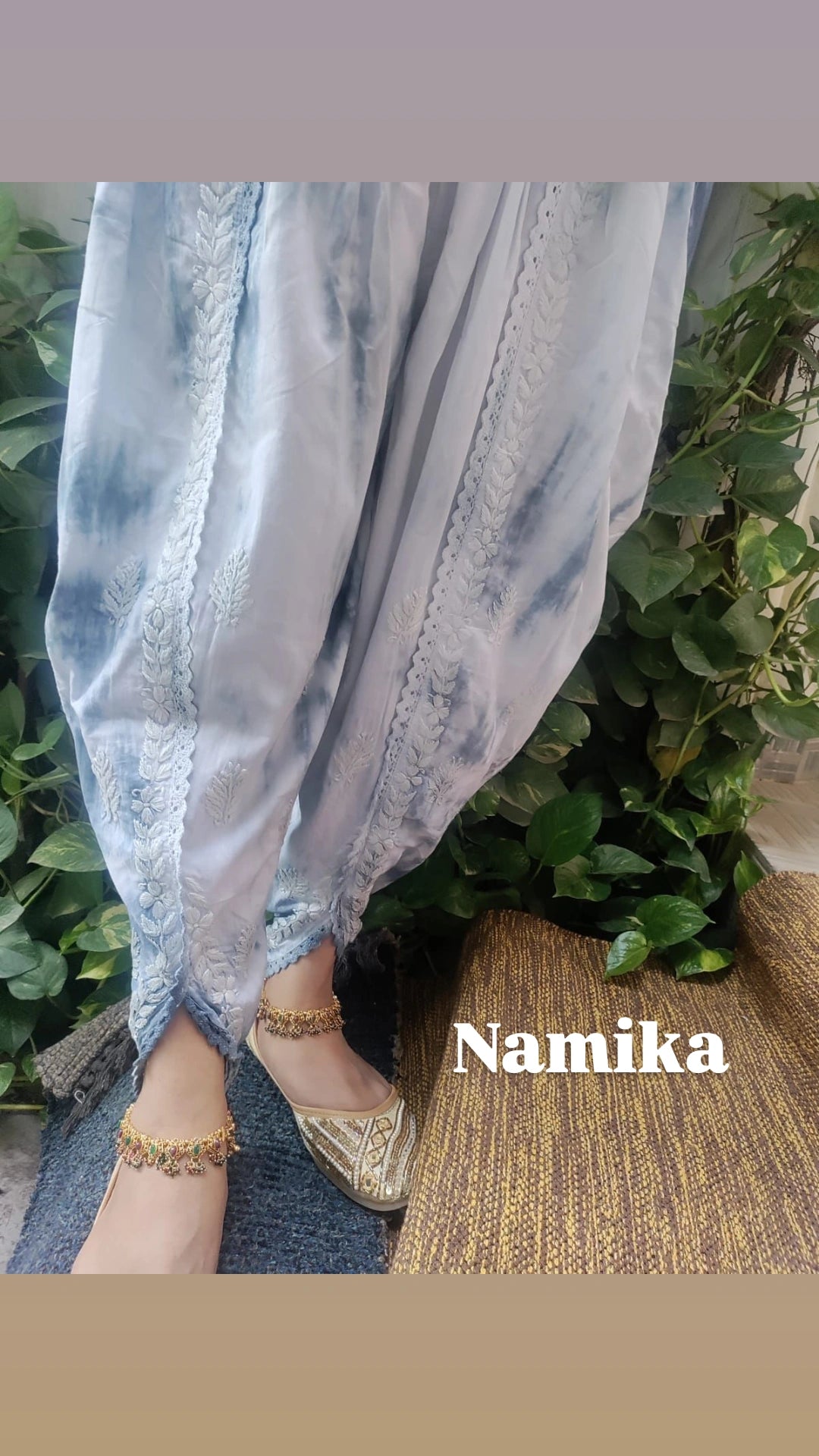 Namika Tie N Die Blue Chikankari Dhoti Salwar