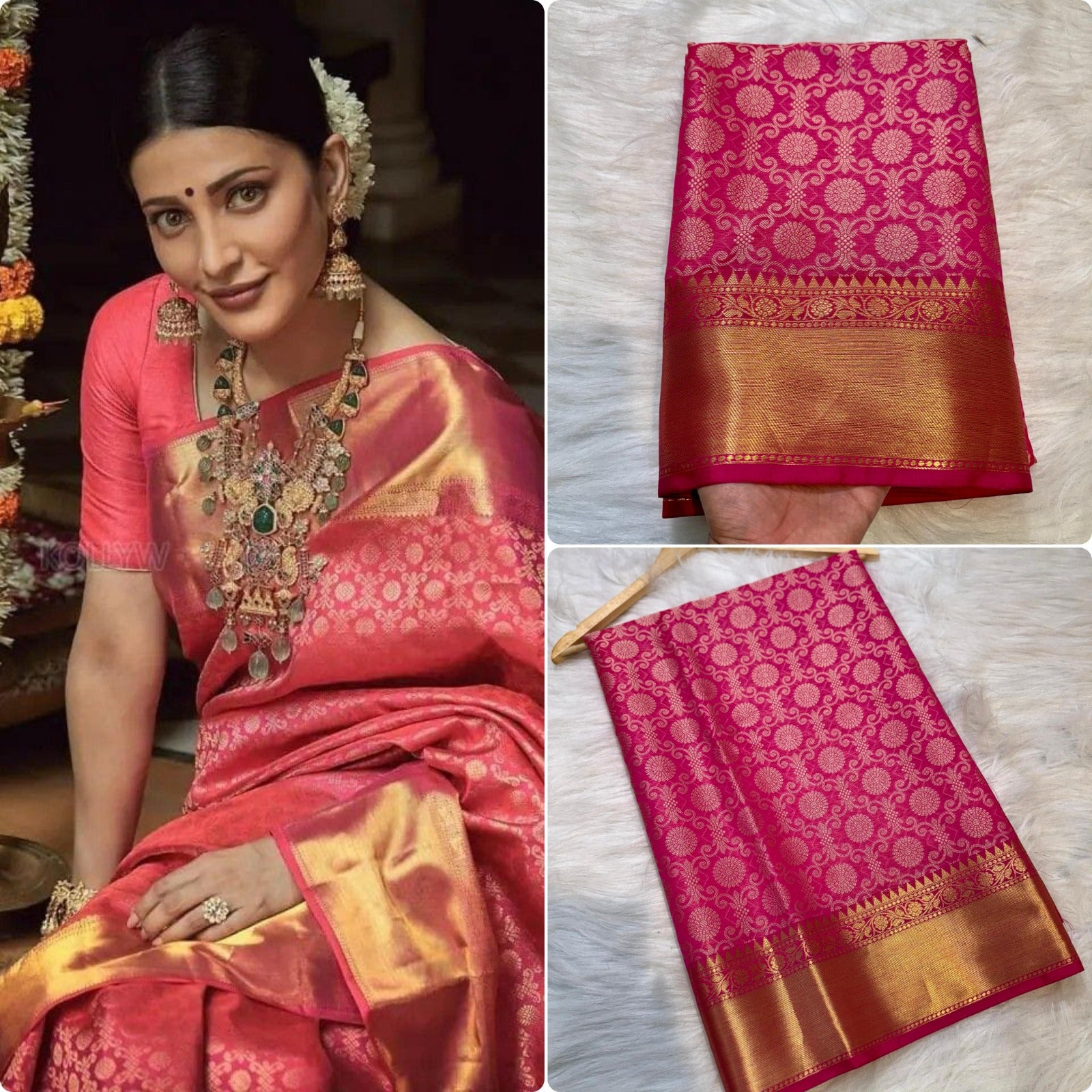 Pink Banarasi Tissue Zari Silk Saree