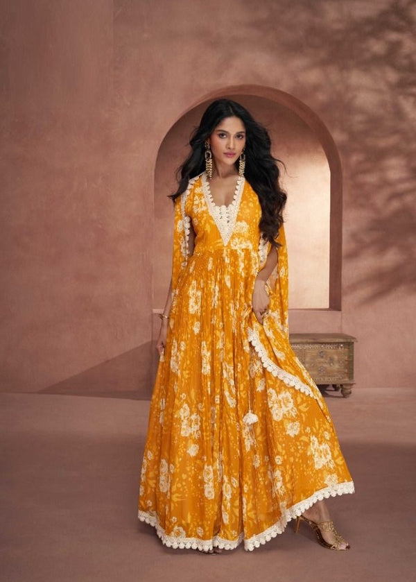 Trending Real Georgette Yellow Suit Set (Readymade)