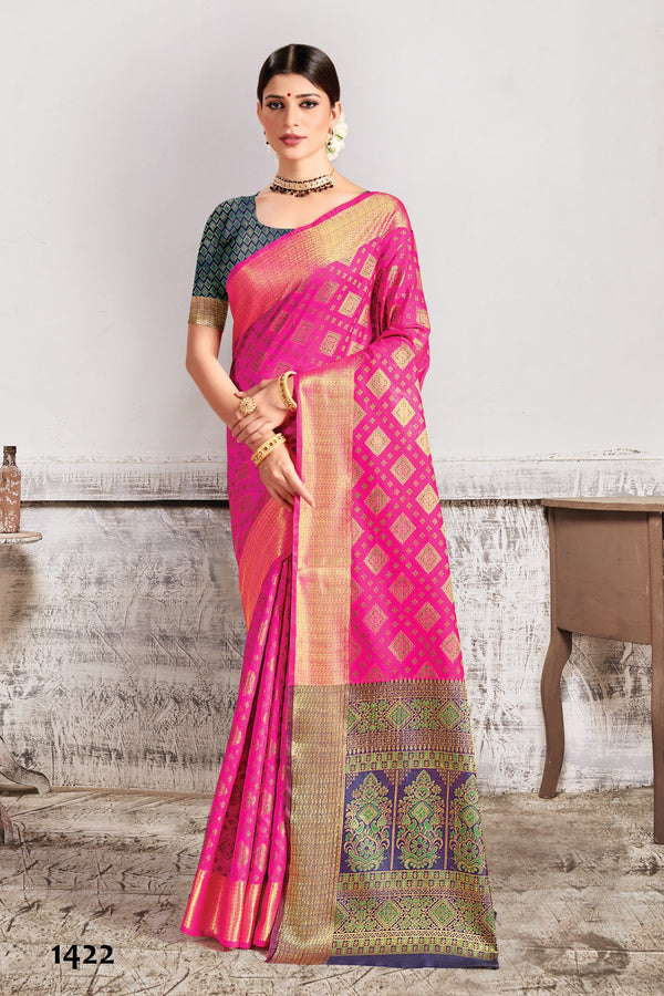 Pink Banarasi Silk Saree