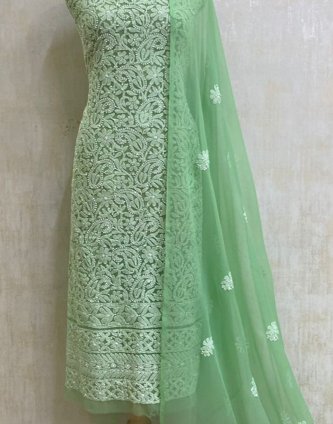 Green chinkari kurti in Georgette fabric 