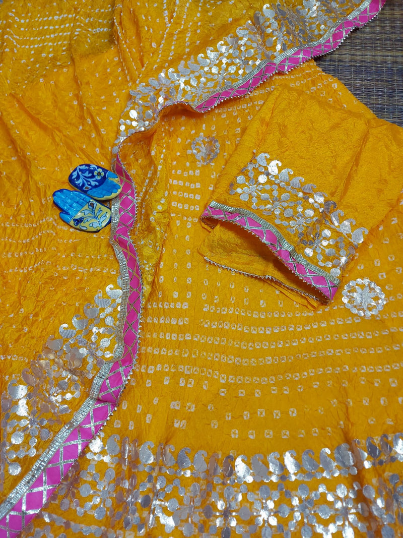 EverBloom Lehenga Choli : Buy EverBloom Saaz Yellow Bandhej Lehenga with  Blouse & Dupatta (Set of 3) Online | Nykaa Fashion