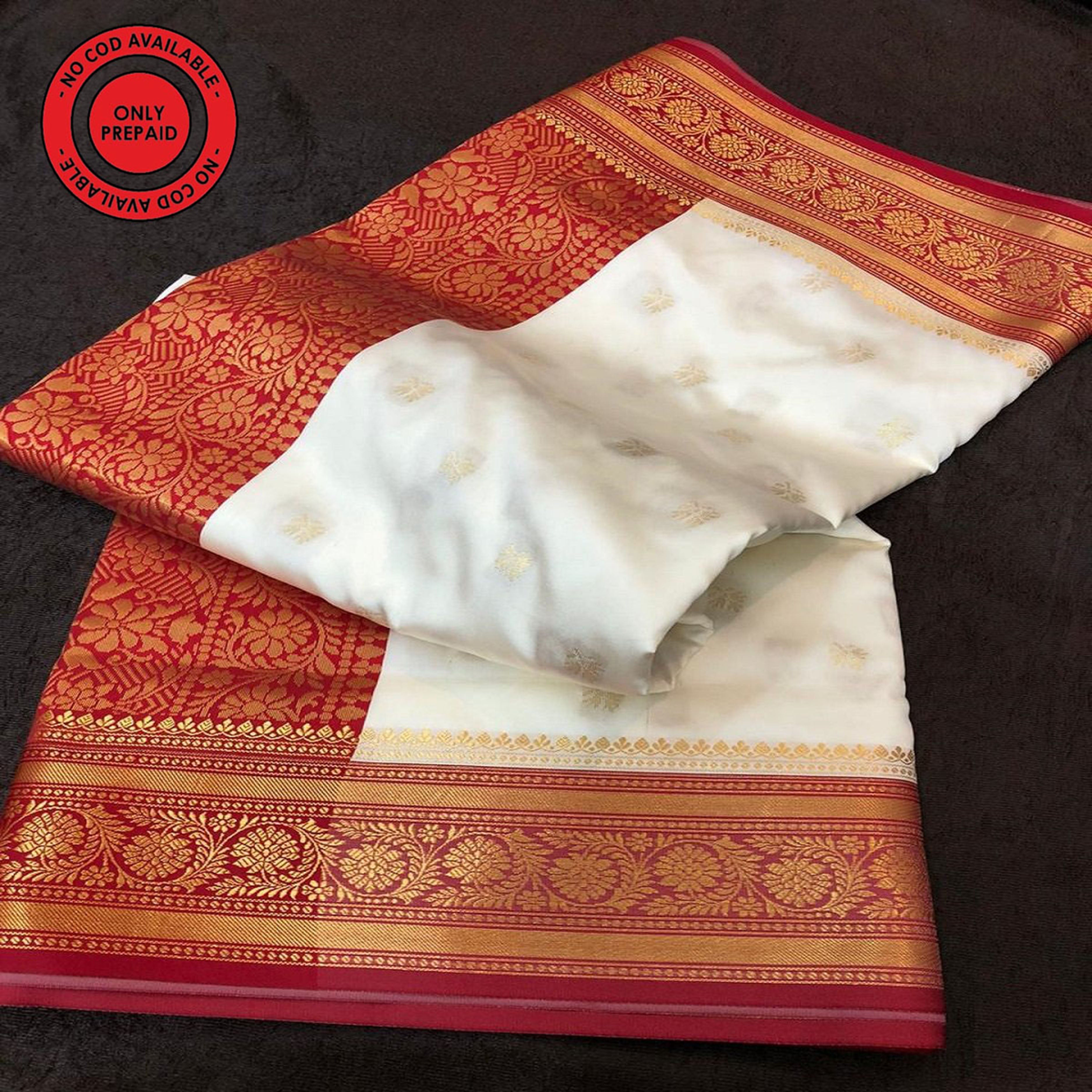 Manglagiri pattu big kanchi border plain saree – www.vannamayil.com