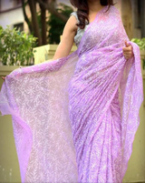 Purple Lucknowi Tepechi Work Saree