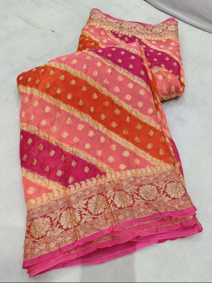 Banarasi Meenakari Sarees In Red and Pink