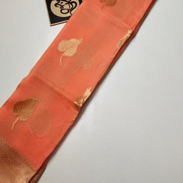 Peach Banarasi Semi Georgette Saree