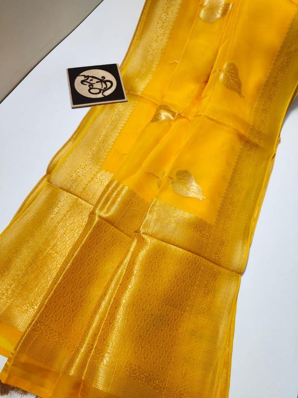 Banarasi Semi Georgette Saree In Yellow