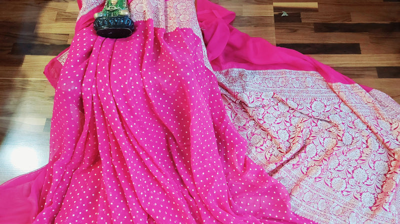 Beautiful Pink Banarasi Khaddi saree - jhakhas.com