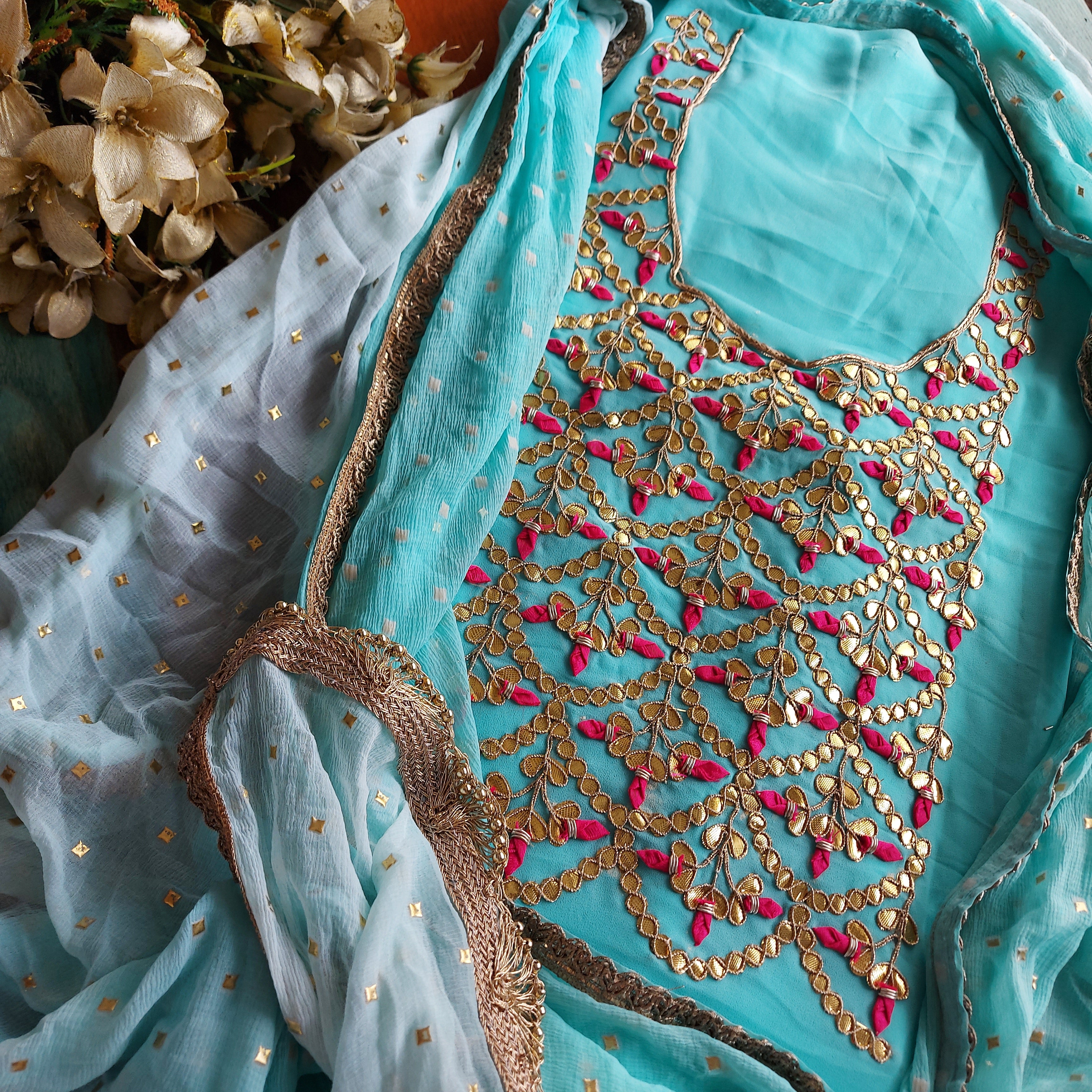 Stunning Blue Gota Work Salwar Suit - jhakhas.com