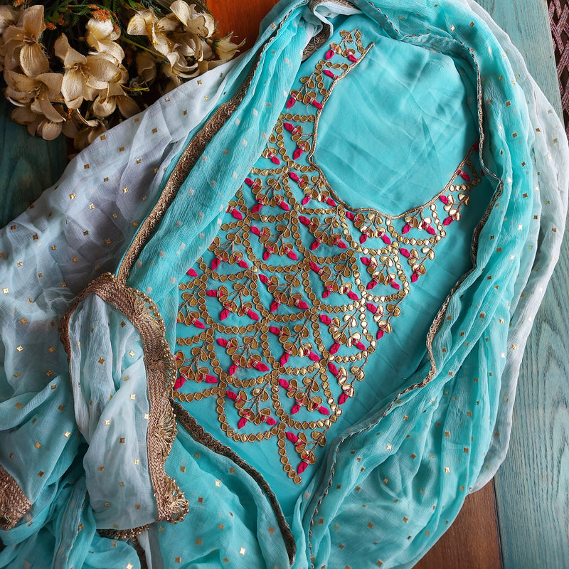 Sky Blue Gotawork Salwar Suit