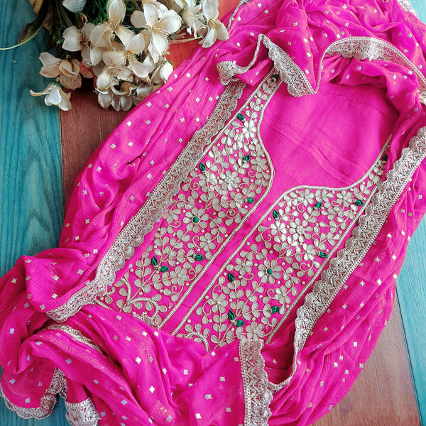 Stylish Hot Pink Gotawork Salwar Suit - jhakhas.com