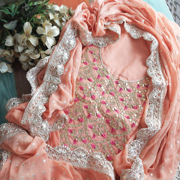 Peach Gota Patti Punjabi Salwar Suit 