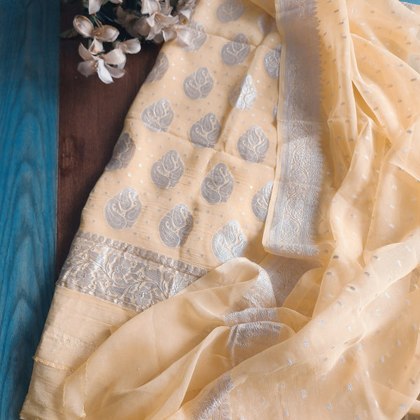 Banarasi Khaddi Salwar Suit In Cream