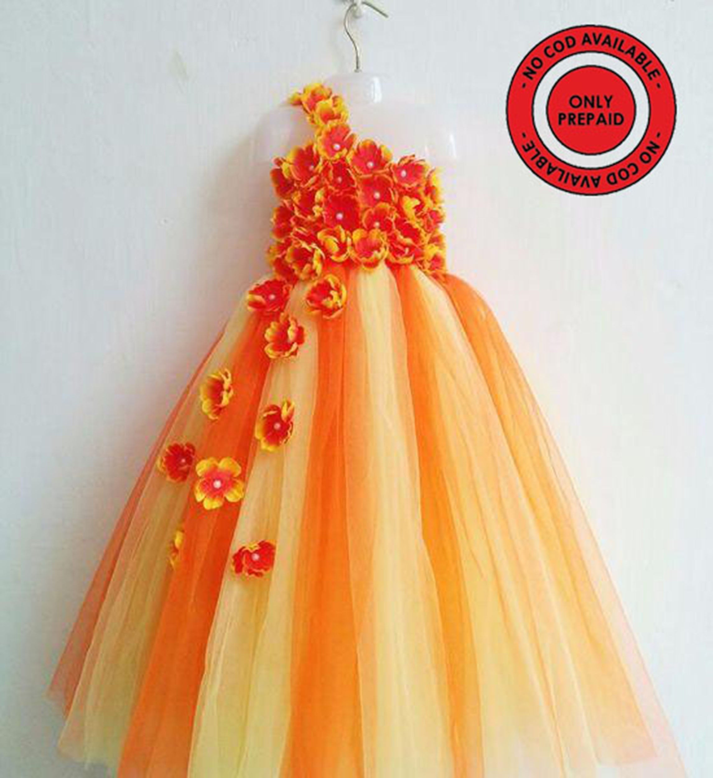 Cute Orange Party Wear Tutu Dress For Girls