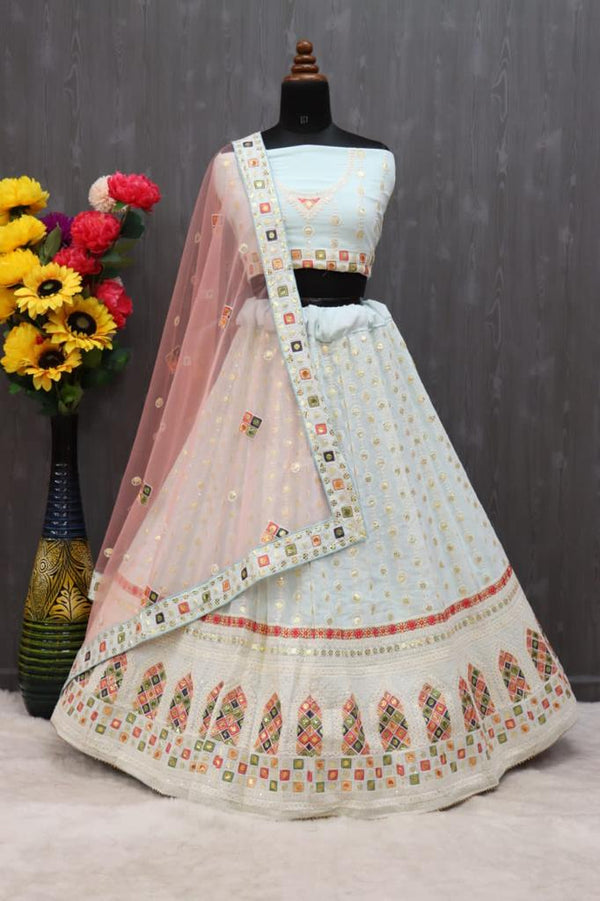 Pastel Blue Chikankari Lehenga