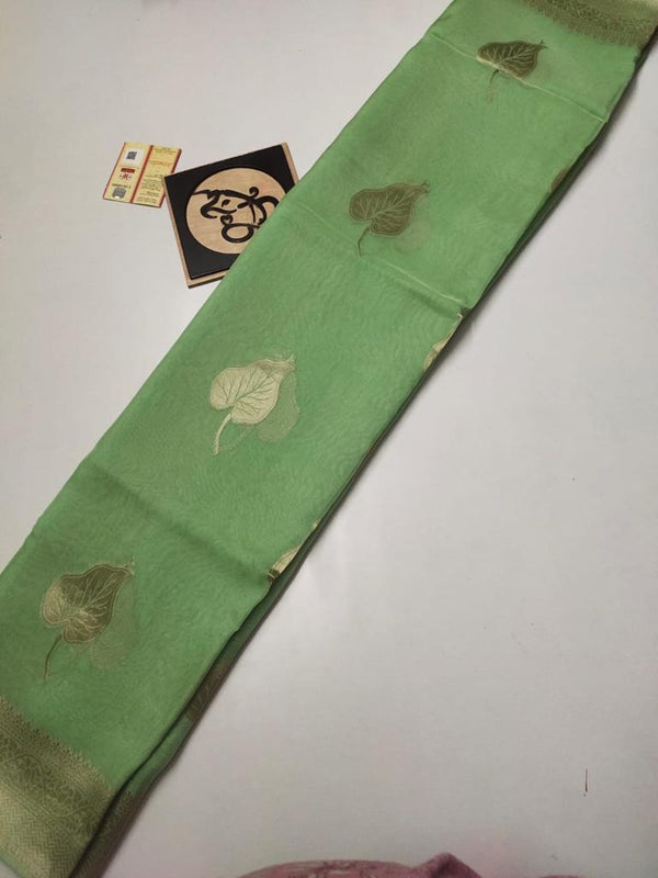 Banarasi Semi Georgette Saree In Sea Green