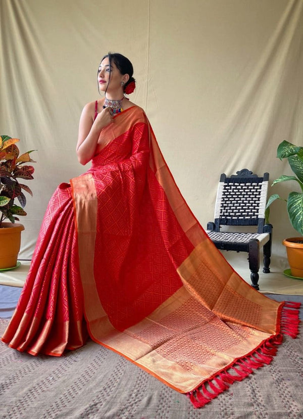 Red  Patola Silk Saree