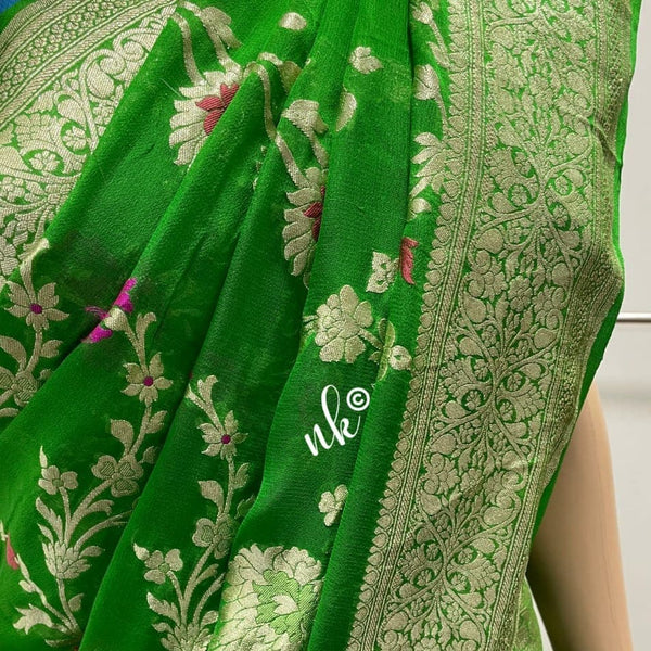Banarasi Semi Georgette  Saree In Green