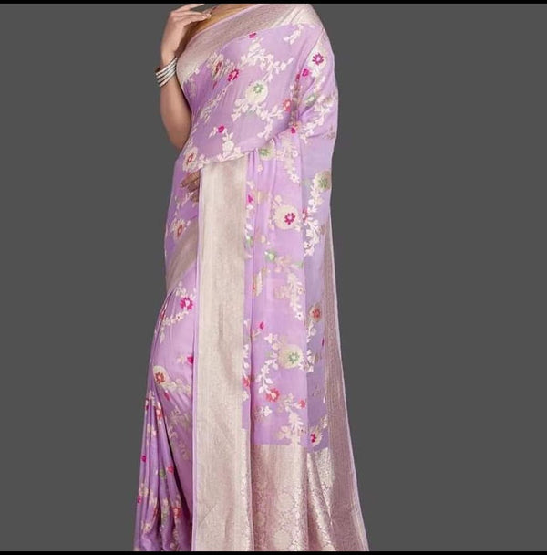Purple Banarasi Semi Georgette  Saree