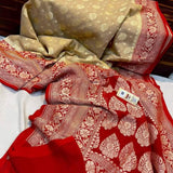 Banarasi Meenakari Sarees In Cream and Red