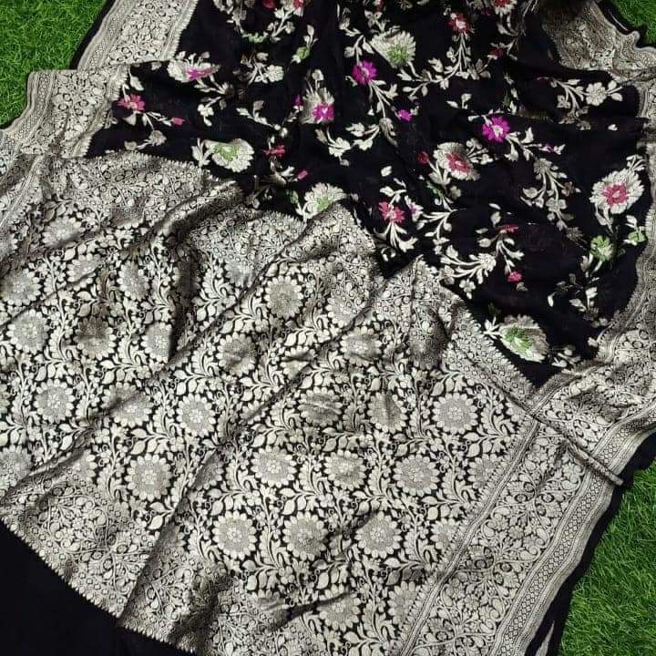 Banarasi Semi Georgette  Saree In Black