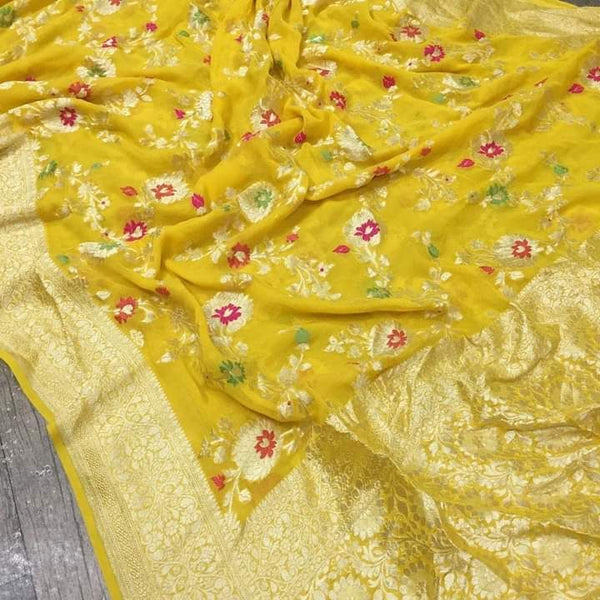 Banarasi Semi Georgette  Saree In Golden