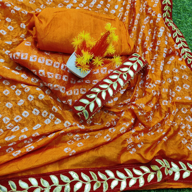 Orange Heavy Bandhani Suit With Gota Patti Work,Shop Bandhej Gota Patti Salwar Suit Online,Buy Bandhani Gota Patti Salwar Kameez At Best Rate