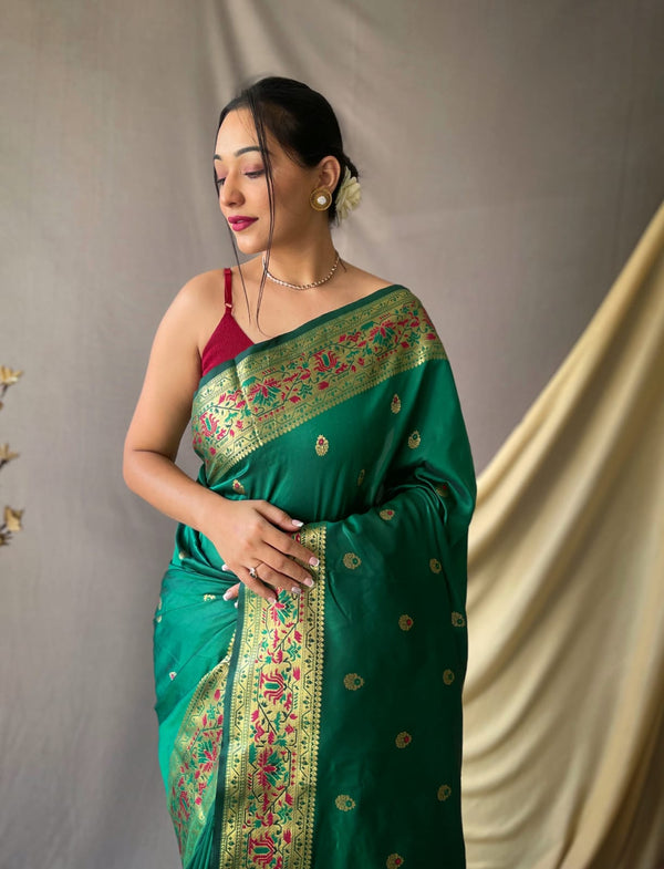 Buy Paithani Silk Saree In Green
