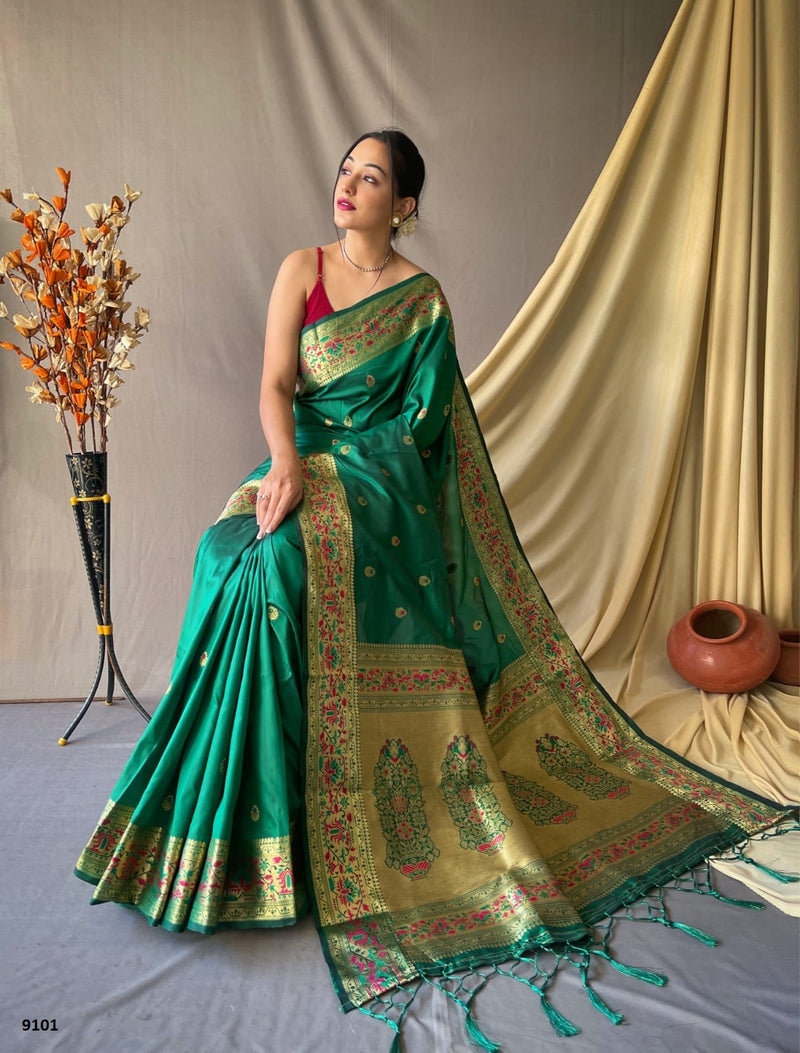 Buy Paithani Silk Saree In Green