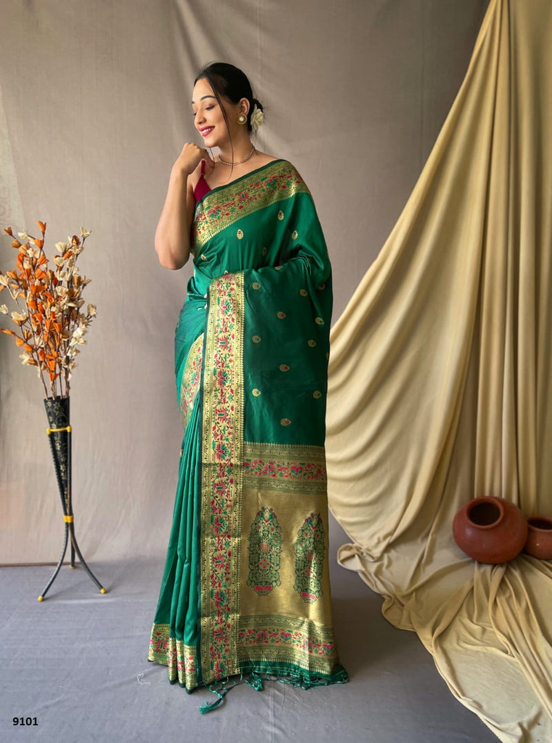 Buy Paithani Silk Saree In Green