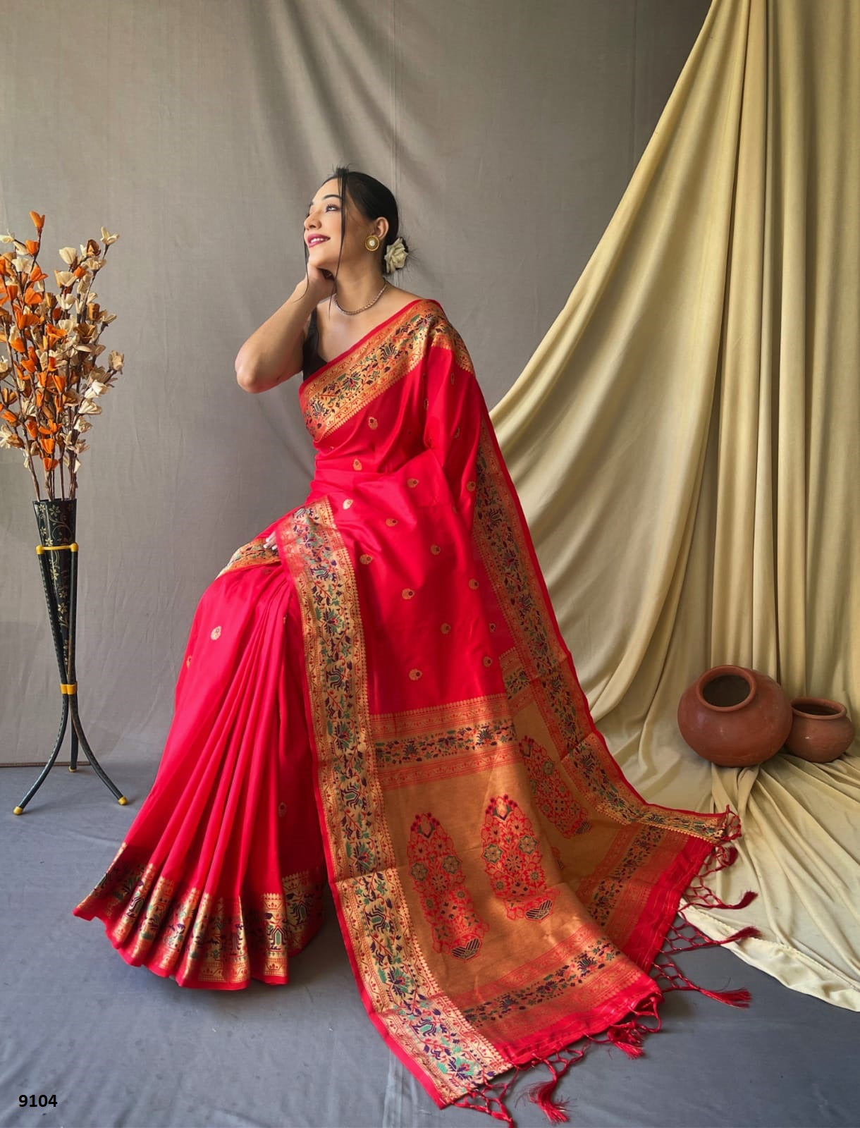 Buy Red Sarees for Women by Indie Picks Online | Ajio.com