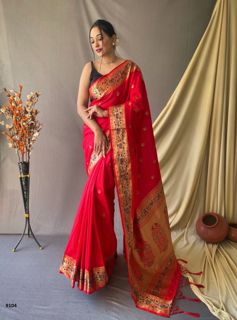 Red Paithani Silk Saree