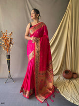 Hot Pink Paithani Silk Saree