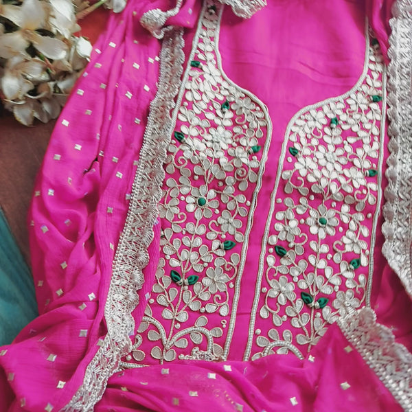 Stylish Hot Pink Gotawork Salwar Suit
