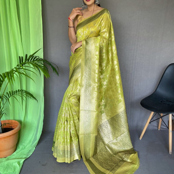 Green Organza Silk Saree